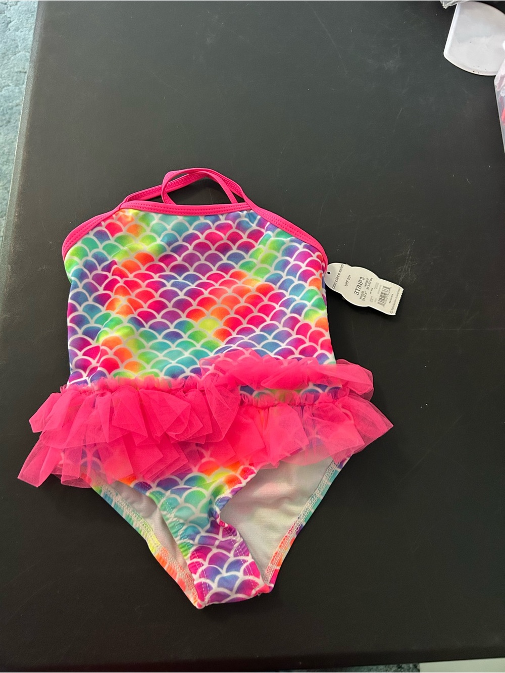 Kids' Pink Mermaid Ruffle One-Piece Swimsuit